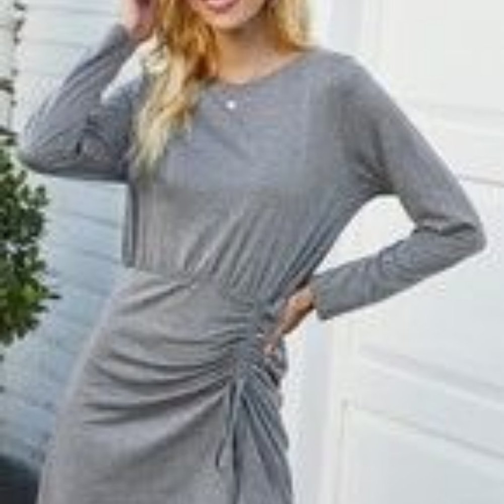 Crew Neck Knit Long Sleeve Dress